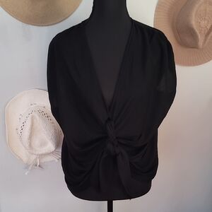 Zara Elegant Black Blouse with Front Knot